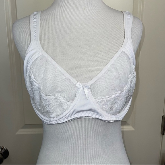 Mesh Lace Underwire T-Shirt Bra Unlined White 38C - Picture 7 of 16
